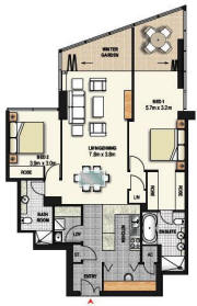 2 Bedroom Apartment Floor Plan - Meriton World Tower Apartments Hotel