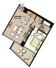 Floor Plan One Bedroom Apartment - Meriton Kent Street