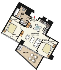Floor Plan Two Bedroom Apartment- Meriton Kent Street