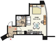 Floor Plan Studio Apartment - Meriton Kent Street