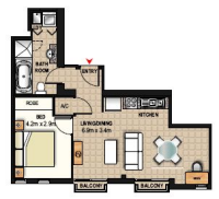 Floor Plan One Bedroom Apartment - Meriton Pitt St